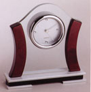 Curved Wood & Glass Desk Clock